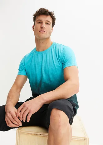 T-shirt, slim fit, Kleur: caraïbisch blauw-zwart