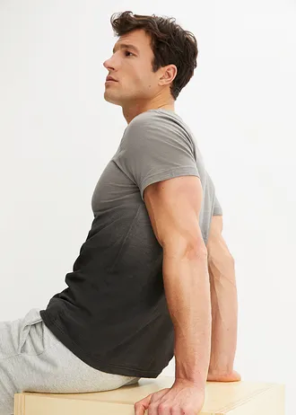 Tričko Slim Fit, z čisté bavlny • kouřově šedá + černá • bonprix obchod