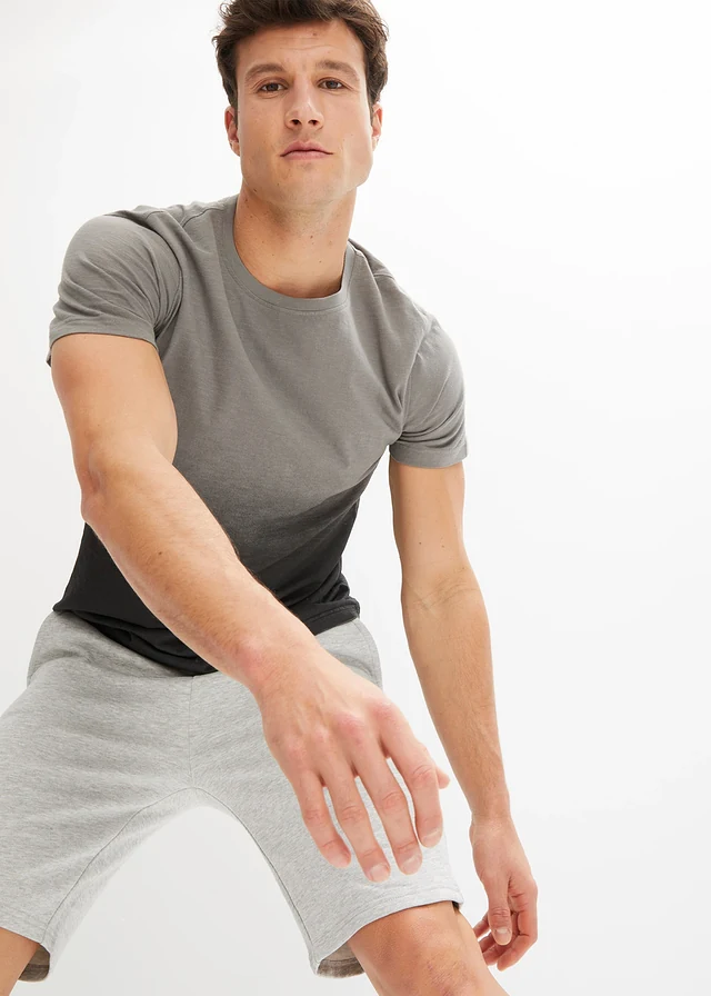 T-shirt, slim fit, Kleur: rookgrijs/zwart