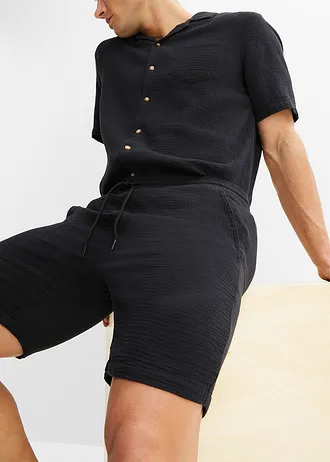 Mušelínové šortky z čisté bavlny, Regular Fit • černá • bonprix obchod