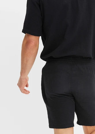 Mousseline short van katoen, regular fit • zwart • bonprix online shop