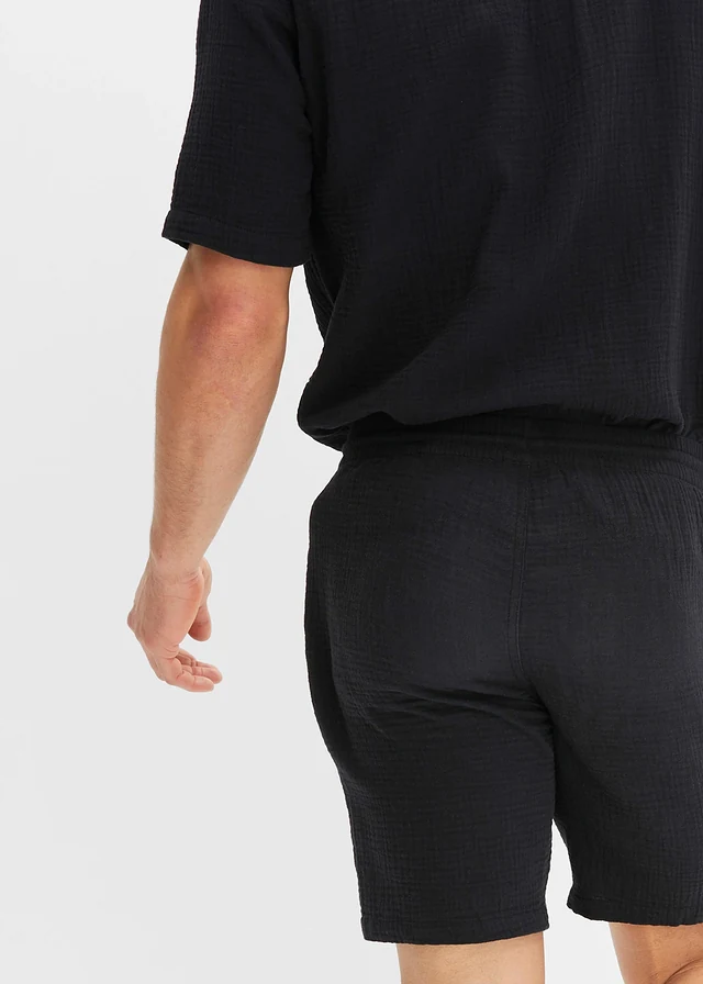 Lange short van mousseline, regular fit • zwart • product-page.page-title-suffix