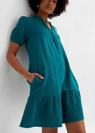 Mušelínové minišaty • petrolejová • bonprix obchod