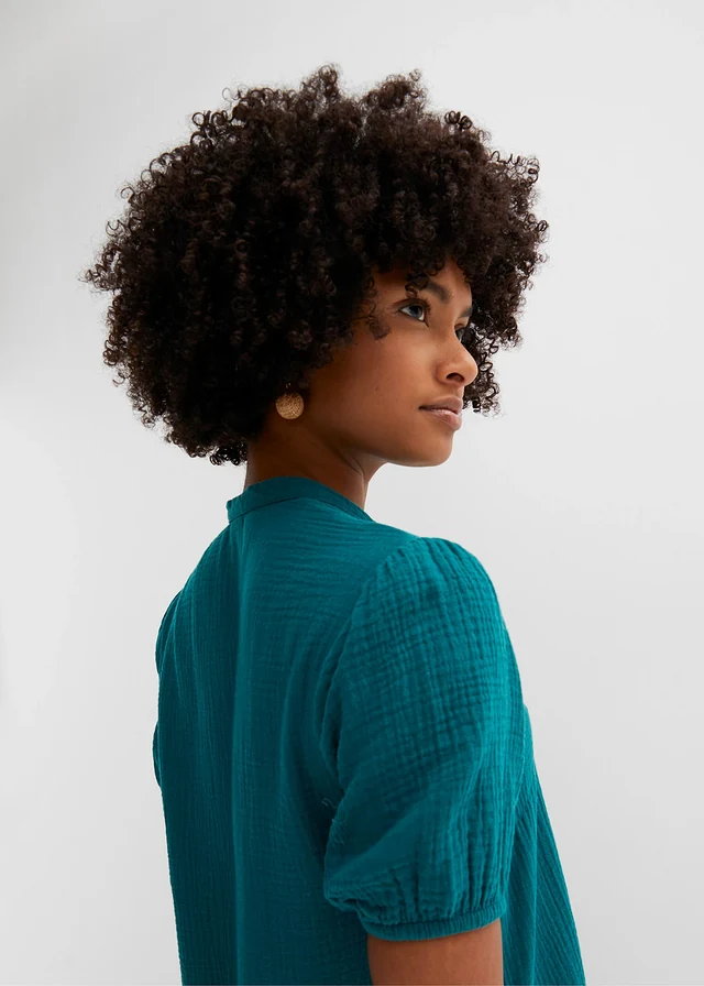 Robe courte en gaze de coton • pétrole • product-page.page-title-suffix