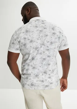 Polo 100% coton, Couleur: blanc-gris clair floral