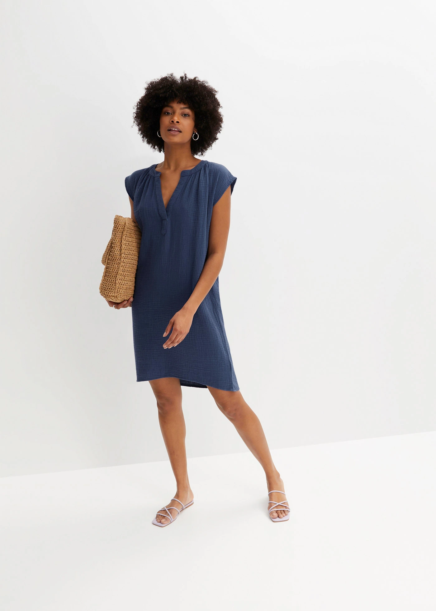 Robe courte 100% coton • bleu foncé • Boutique bonprix