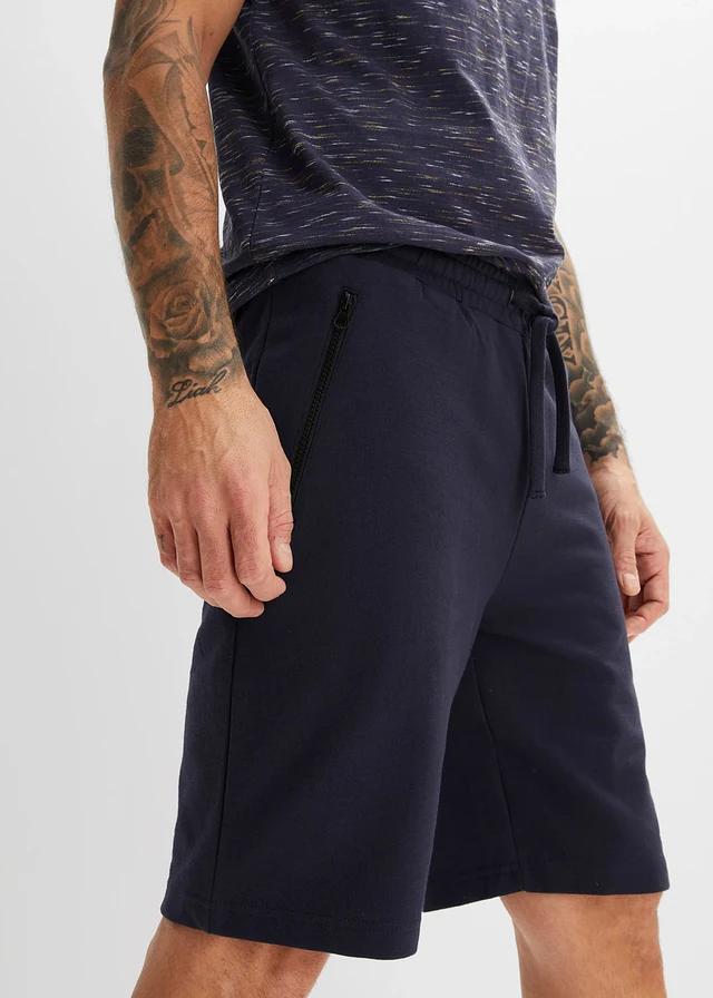 Sweat bermuda met praktische ritszakken • donkerblauw • product-page.page-title-suffix