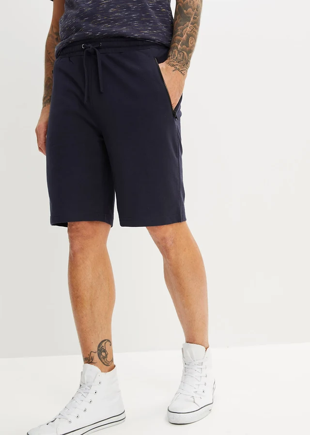 Sweat bermuda met praktische ritszakken • donkerblauw • product-page.page-title-suffix