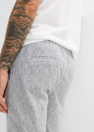 Bermudy ze vzdušné směsi se lnem, Regular Fit • tmavě modro-bílá s proužky • bonprix obchod