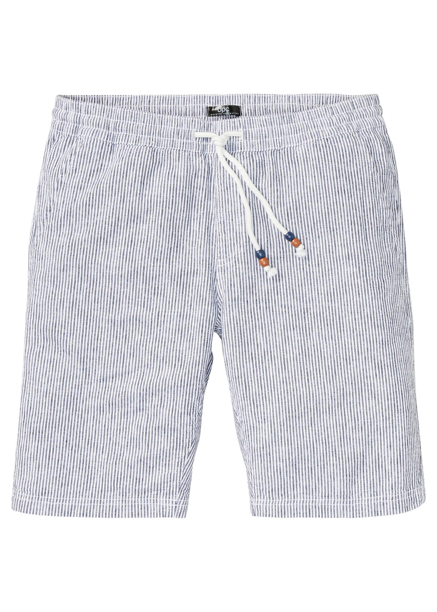 Regular Fit bermuda szells lenvászon keverékből • sötétkék/fehér csíkos • bonprix áruház