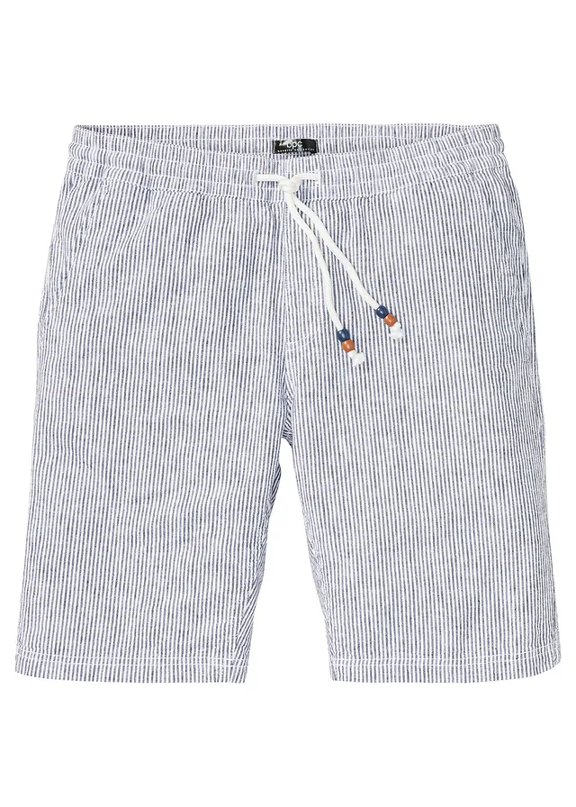 Regular Fit bermuda szells lenvászon keverékből • sötétkék/fehér csíkos • bonprix áruház