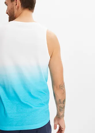 Tanktop van puur katoen (set van 2) • donkerblauw+diep aqua gedessineerd • bonprix online shop