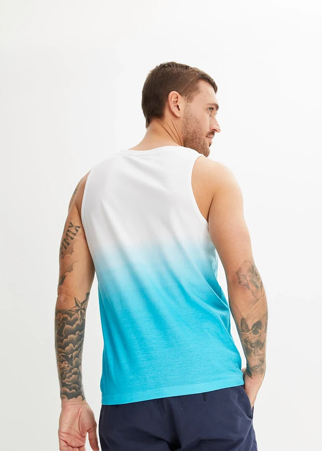 Lot de 2 débardeurs 100% coton, Couleur: bleu foncé imprimé + turquoise profond imprimé