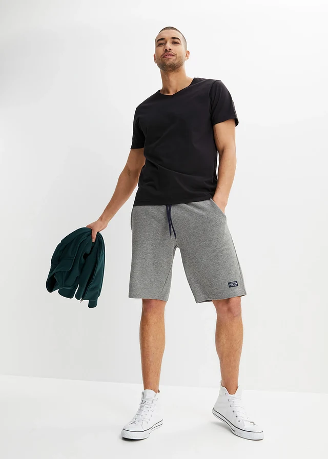 Sweat bermuda (set van 2), Kleur: donkerblauw+grijs gemêleerd