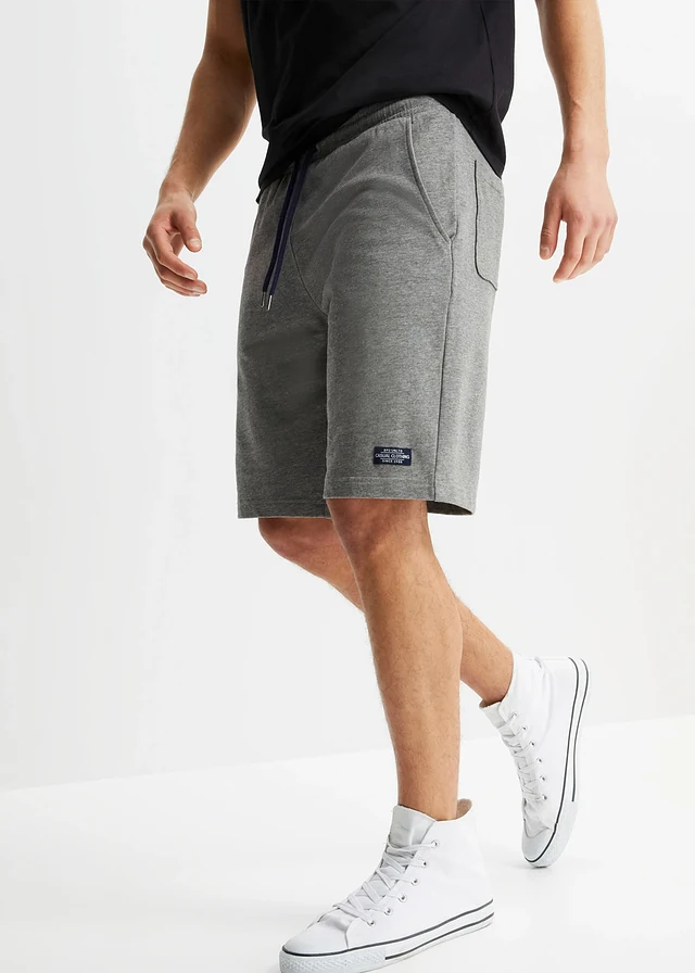 Sweat bermuda (set van 2), Kleur: donkerblauw+grijs gemêleerd