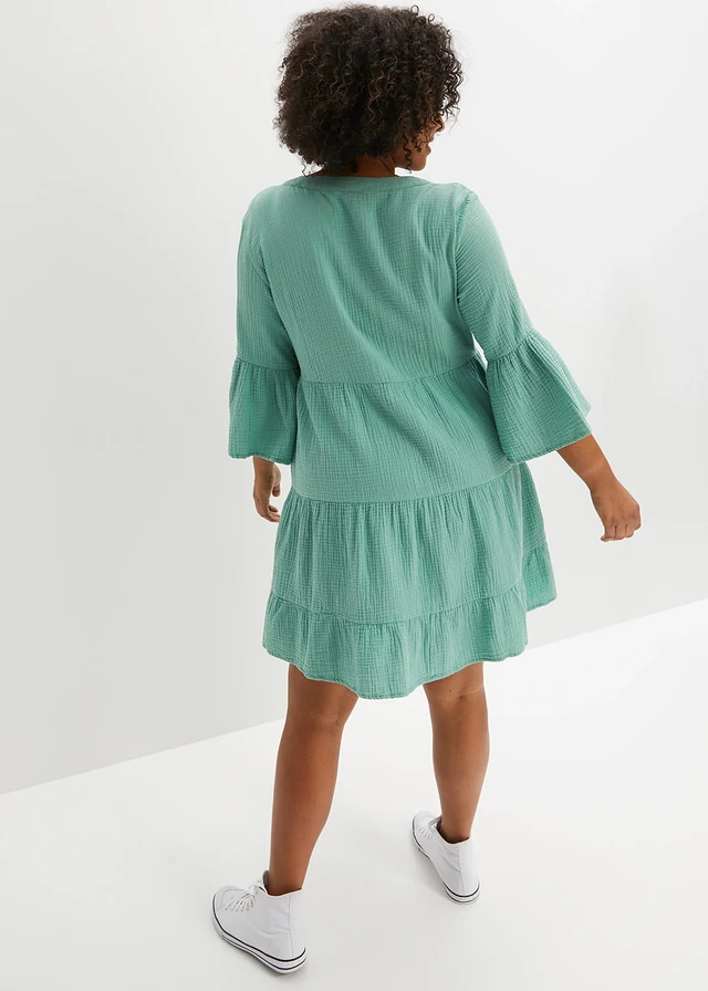 Robe-tunique 100% coton, Couleur: vert sauge
