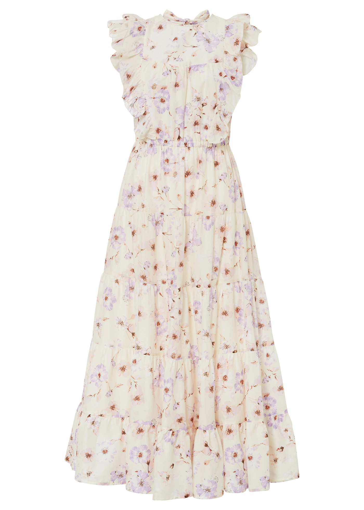 Maxi šaty z čisté bavlny • béžová/jemně šeříková s květy • bonprix obchod