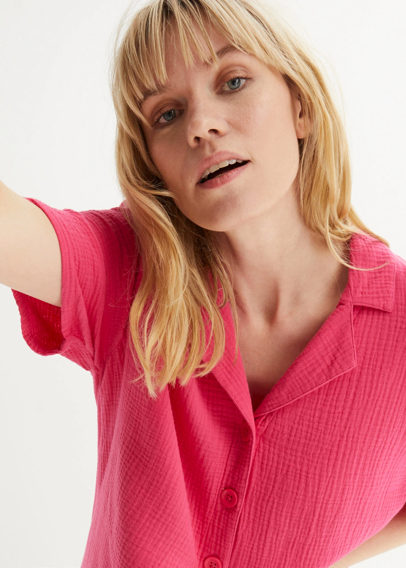 Overhemdblouse van mousseline • donkerpink • bonprix online shop