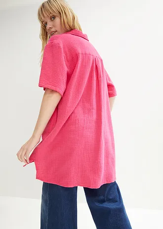 Bluză tip cămașă din muselină • pink închis • magazin bonprix