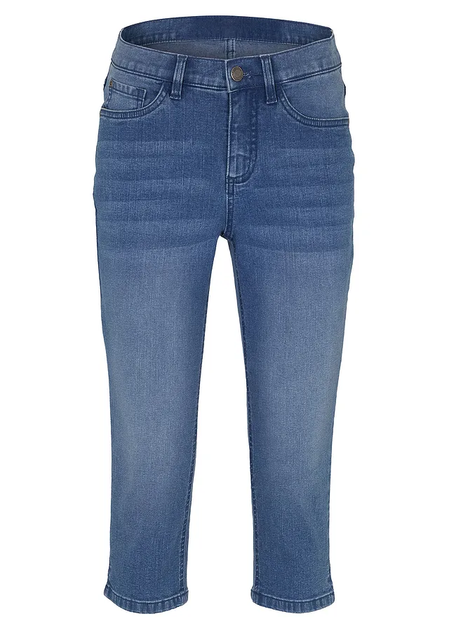 Strečové capri džíny • světle modrý denim used • bonprix obchod