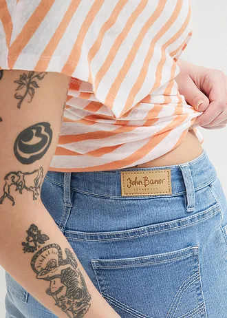 Jeans bermuda, mid waist • lichtblauw denim used • bonprix online shop