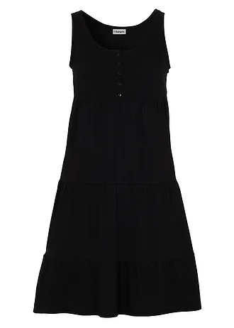 Rochie scurtă din jerse din bumbac • negru • magazin bonprix