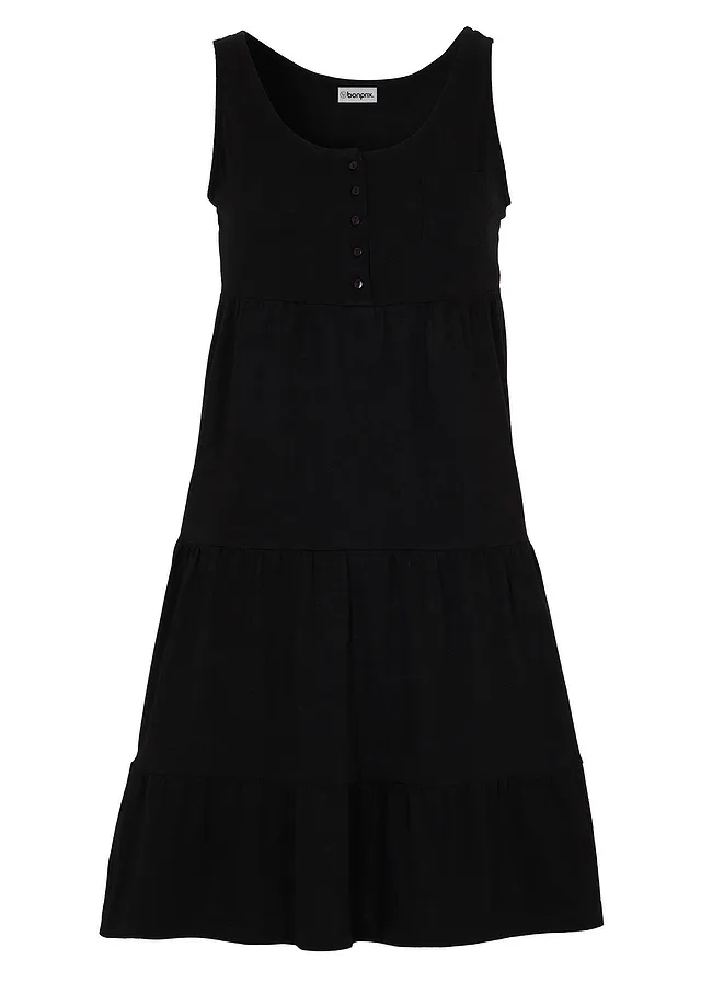 Rochie scurtă din jerse din bumbac • negru • magazin bonprix