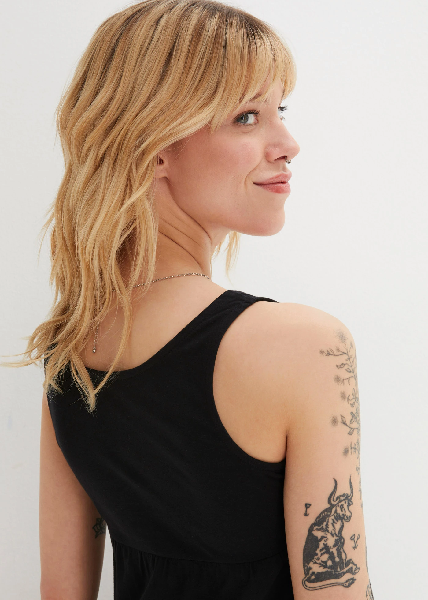 Jurk van katoen-jersey, petite • zwart • bonprix online shop