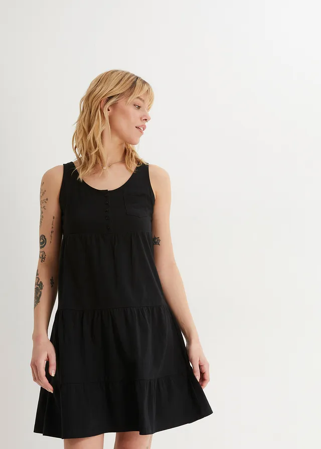 Robe courte en jersey coton, Couleur: noir