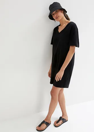 Shirtjurk met V-hals, oversized (set van 2), Kleur: zwart