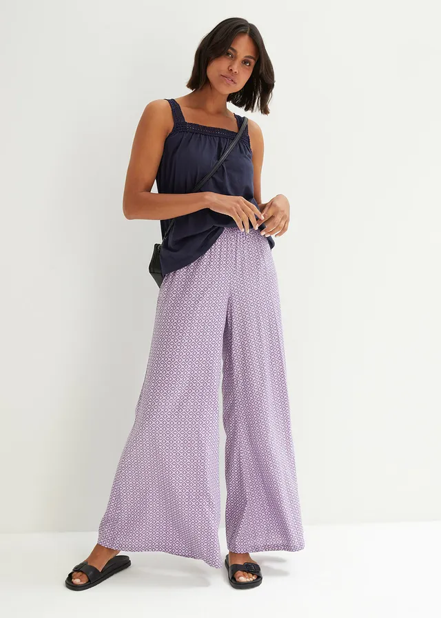 Top ample avec bretelles en dentelle, Couleur: bleu foncé