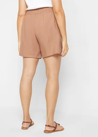 Short paper bag en lin mélangé, Couleur: taupe