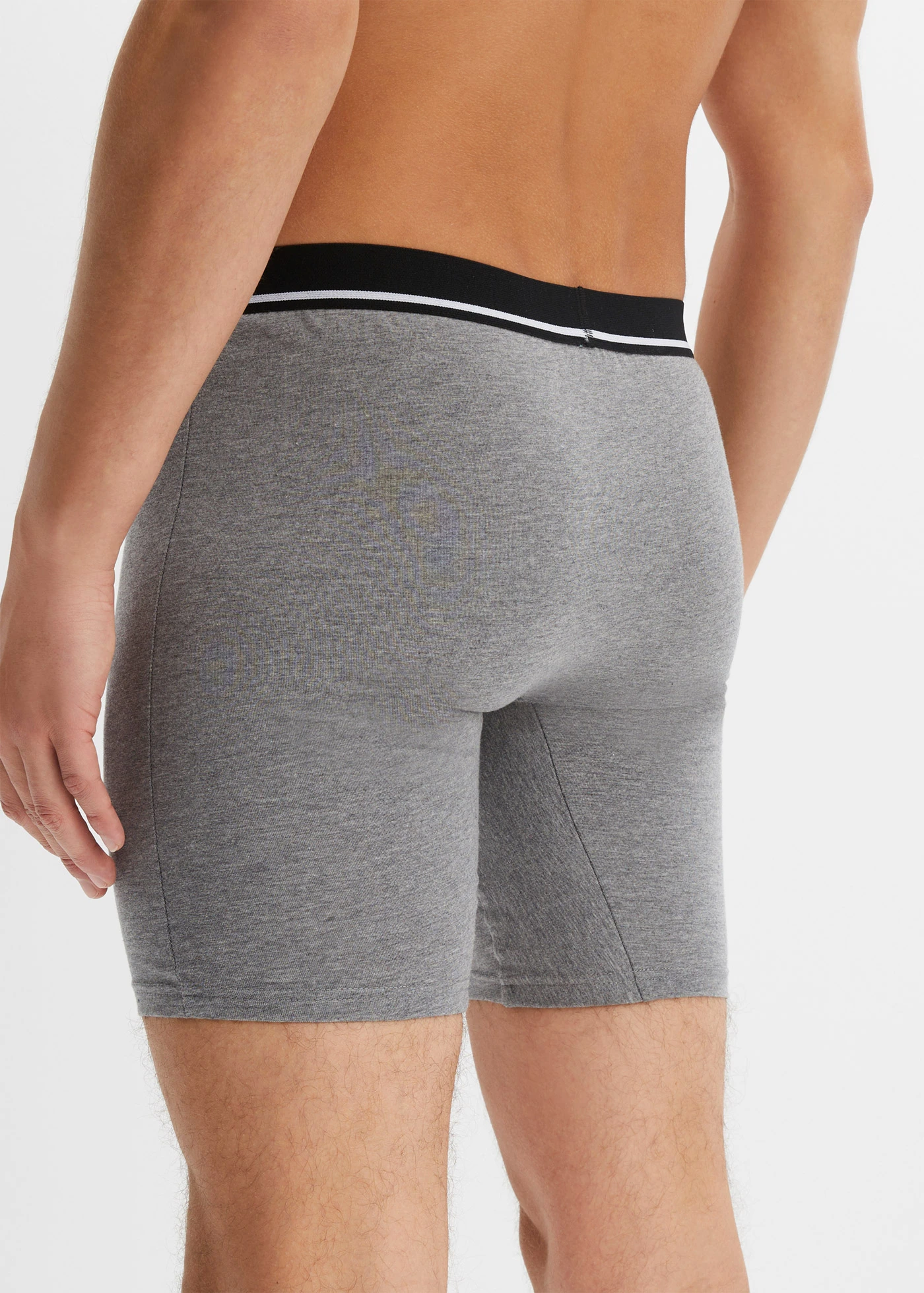 Dlhé boxerky, úzko priliehavé (3 ks), s bavlnou • tmavomodrá + džínsovo modrá + sivá melírovaná • obchod bonprix