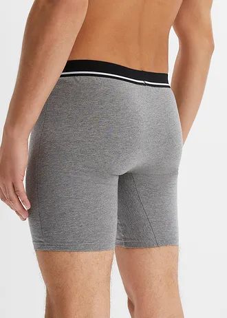 Długie bokserki, dopasowany fason, z bawełną (3 pary) • ciemnoniebieski+niebieski jeans+szary melanż • sklep bonprix