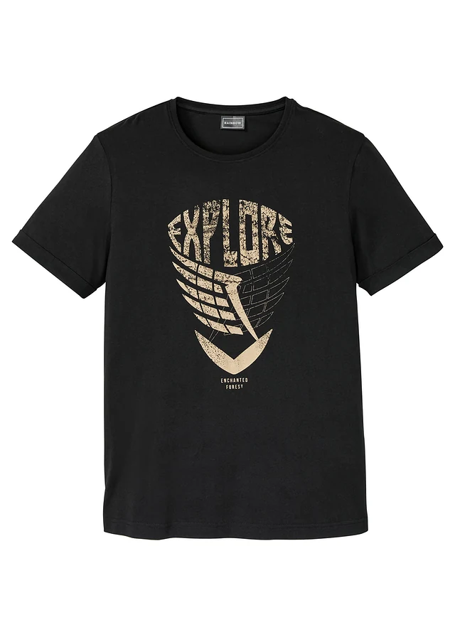 T-shirt 100% coton, Couleur: noir imprimé