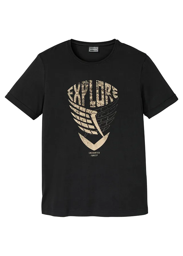 T-shirt 100% coton • noir + kaki clair • Boutique bonprix