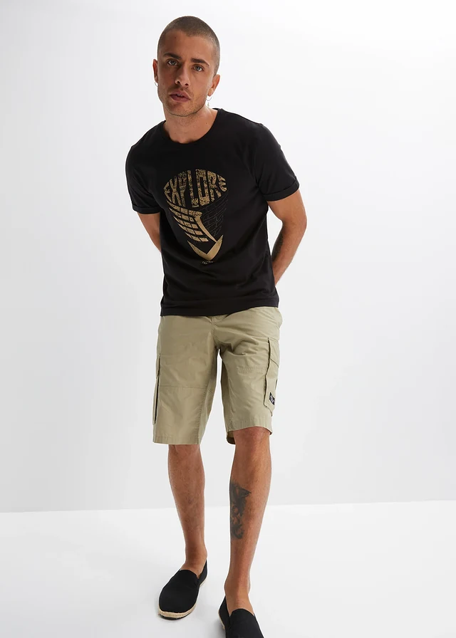 T-shirt 100% coton, Couleur: noir imprimé