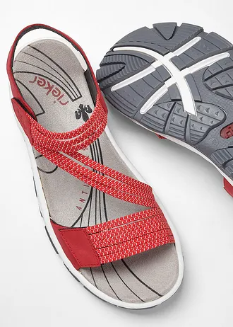 Sandale comode de trekking Rieker, cu barete elastice • roşu • magazin bonprix
