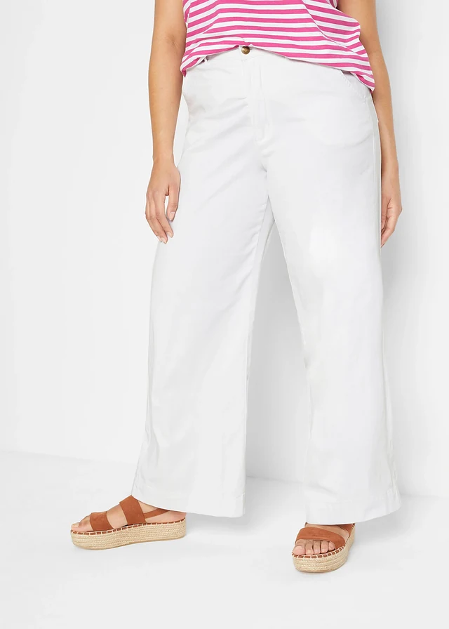 Stretch jeans, wide fit, Kleur: wit twill