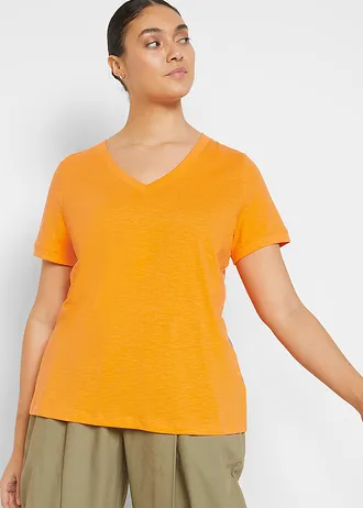 T-shirt van puur katoen, Kleur: pompoen oranje