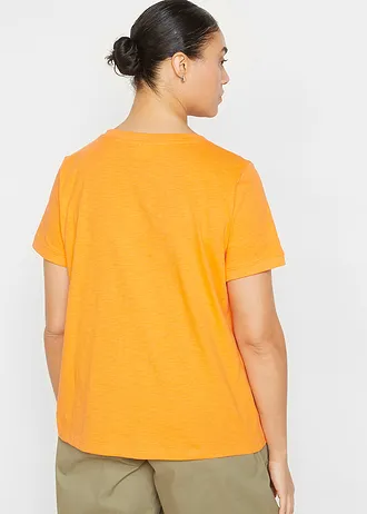 T-shirt van puur katoen, Kleur: pompoen oranje