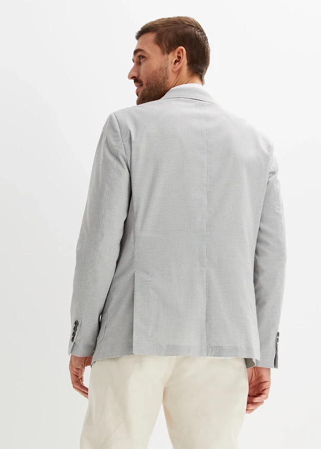 Seersucker colbert, regular fit, Kleur: wolwit-lichtgrijs gemêleerd