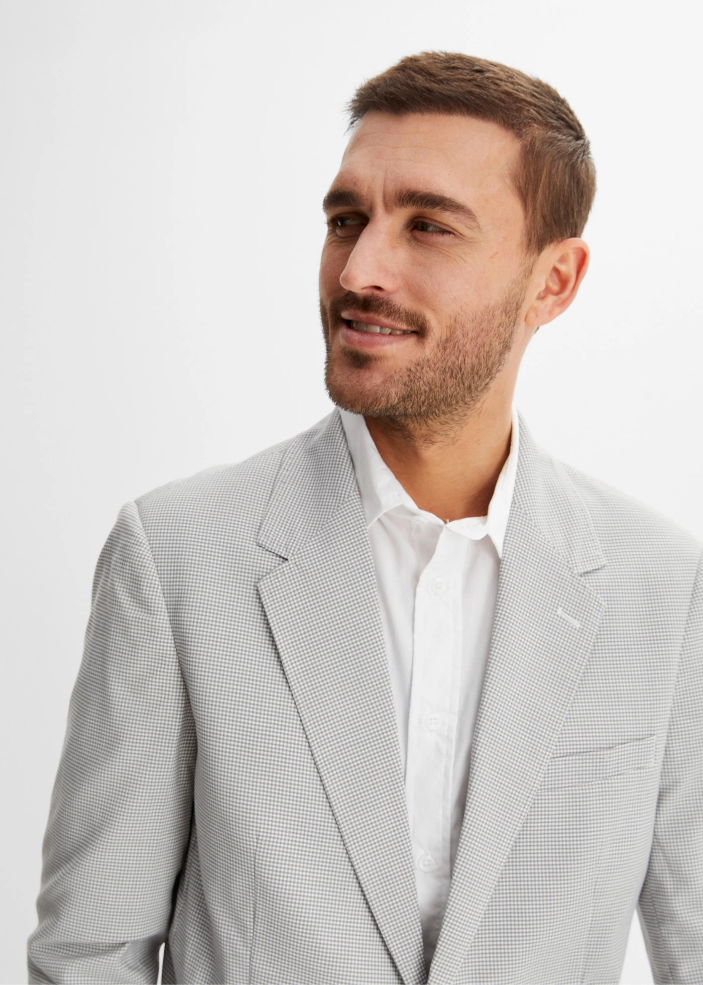 Sacou din material Seersucker, Regular Fit • ecru/gri deschis melanj • magazin bonprix