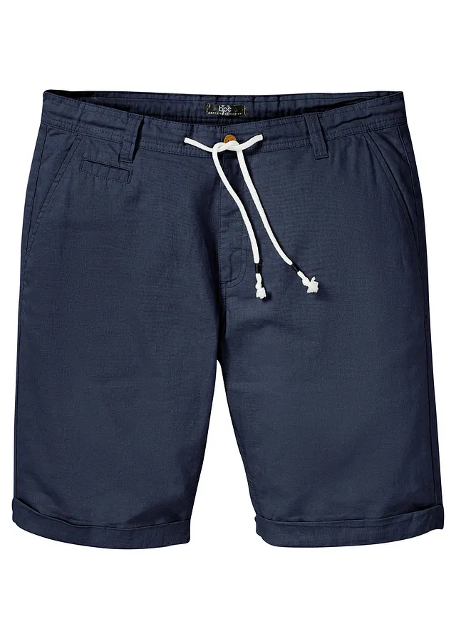 Bermudy z przewiewnej mieszanki lnu, regular fit • granatowy • sklep bonprix