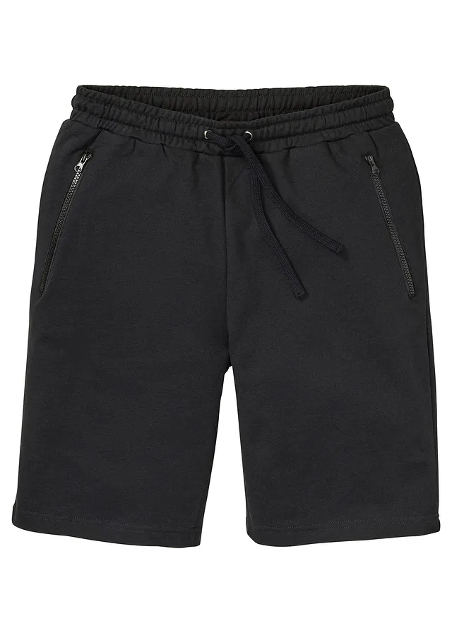 Bermuda sweat avec poches latérales zippées • noir • Boutique bonprix