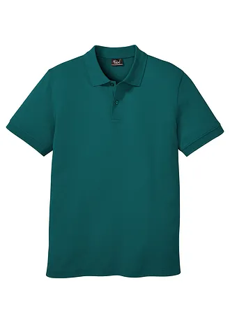 Piqué poloshirt van biologisch katoen, Kleur: petrol