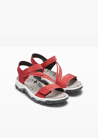 Sandale comode de trekking Rieker, cu barete elastice • roşu • magazin bonprix