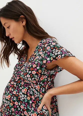 Blouse de grossesse et d’allaitement en viscose fluide • noir floral • Boutique bonprix