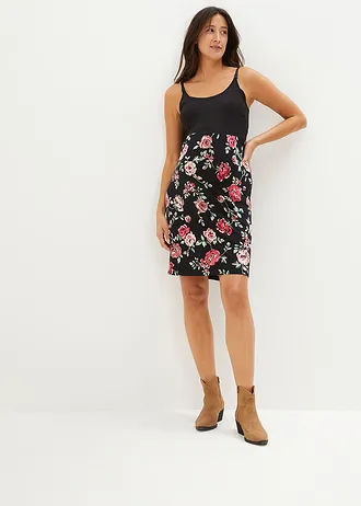 Těhotenské a kojicí šaty 2 v 1, z viskózy • černá s květy • bonprix obchod