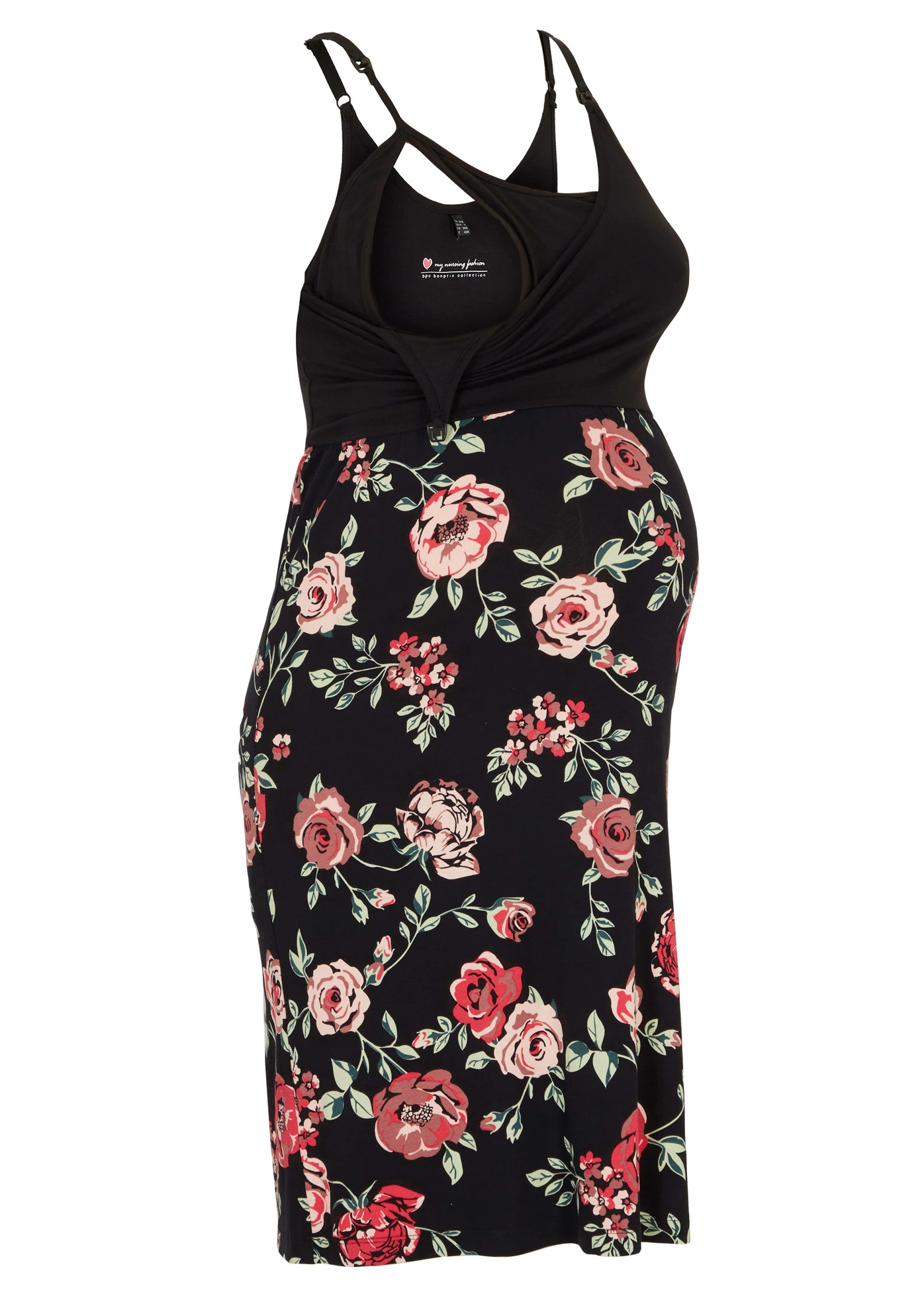 Těhotenské a kojicí šaty 2 v 1, z viskózy • černá s květy • bonprix obchod